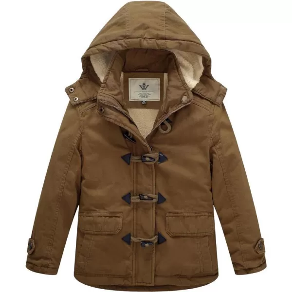 WenVen Girls Winter Sherpa Jacket Thicken Cotton Parka Coat with Removable HoodBrown