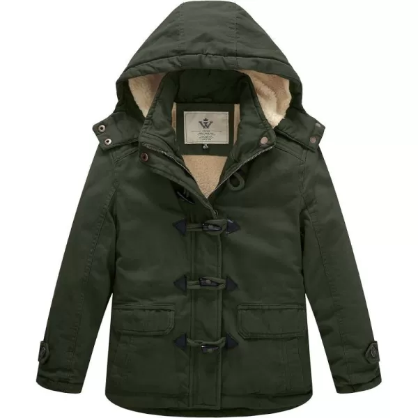 WenVen Girls Winter Sherpa Jacket Thicken Cotton Parka Coat with Removable HoodGreen