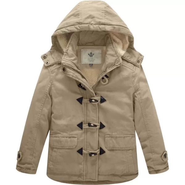 WenVen Girls Winter Sherpa Jacket Thicken Cotton Parka Coat with Removable HoodKhaki