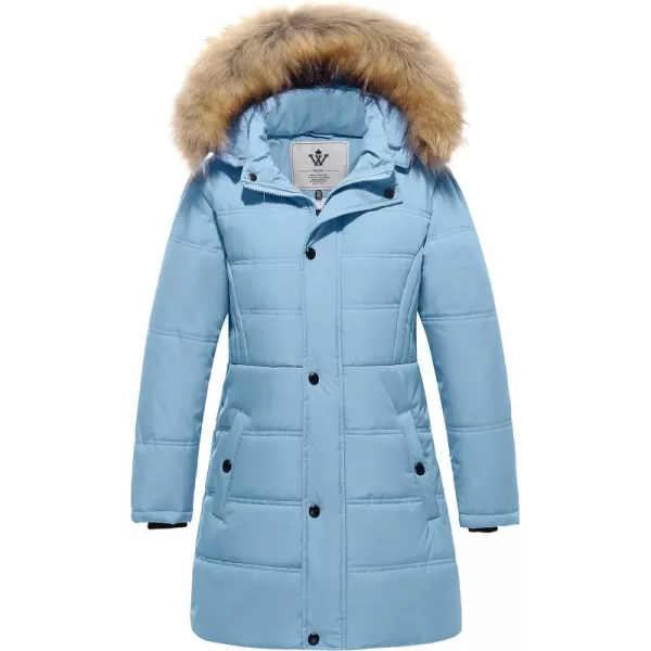 WenVen Girls Winter Warm Fleece Lined Hooded Jacket Water Resistant Puffer CoatBlue