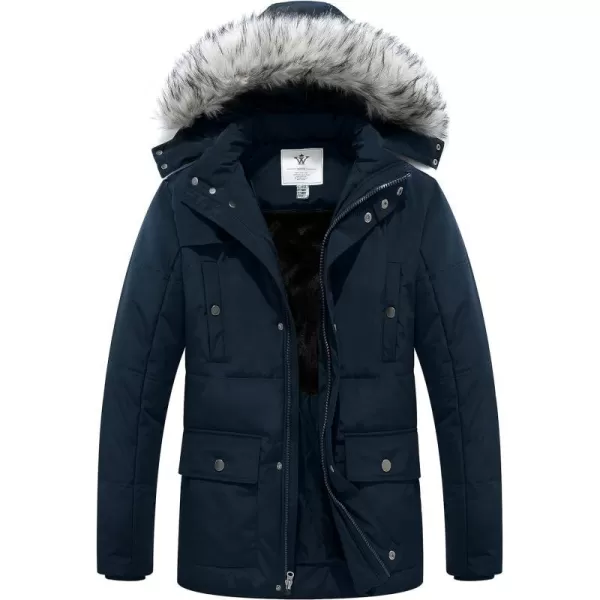 WenVen Mens Thicken Puffer Jacket Insulated WaterResistant Warm Winter Coat with HoodNavy