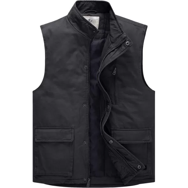 WenVen Mens Winter Warm Quilted Lined Multi Pockets Puffer VestGrey