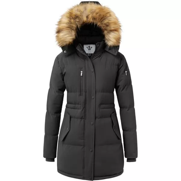 WenVen Womens Parka Winter Coats Warm Puffer Jacket with Removable Fur HoodGrey