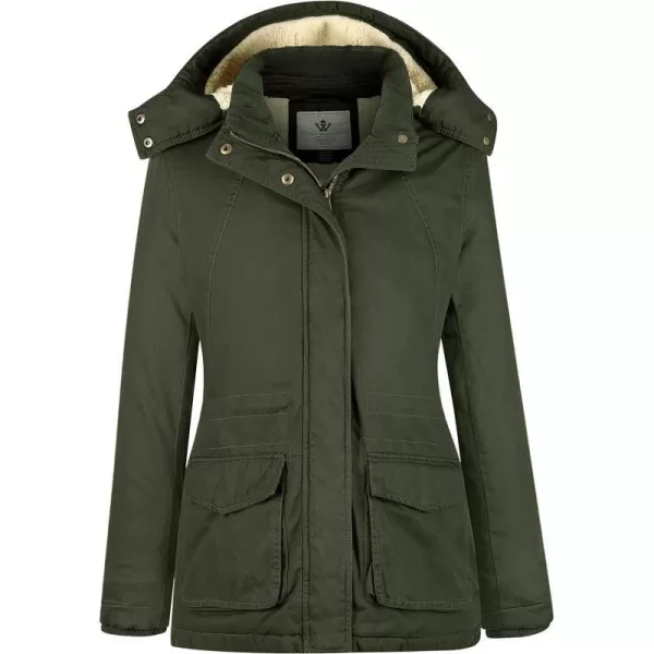 WenVen Womens Winter Warm Sherpa Lined Jacket Heavy Parka Coat with HoodArmy Green