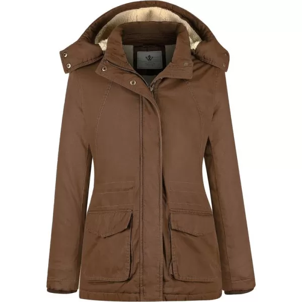 WenVen Womens Winter Warm Sherpa Lined Jacket Heavy Parka Coat with HoodBrown