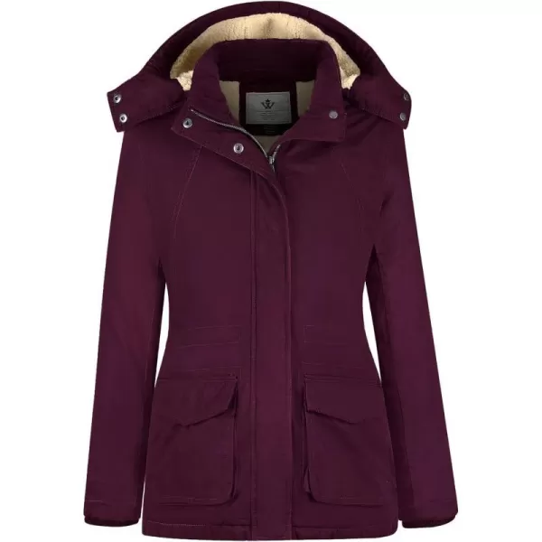 WenVen Womens Winter Warm Sherpa Lined Jacket Heavy Parka Coat with HoodDeep Wine