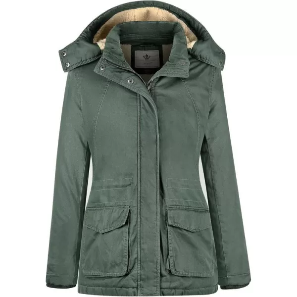 WenVen Womens Winter Warm Sherpa Lined Jacket Heavy Parka Coat with HoodGreen