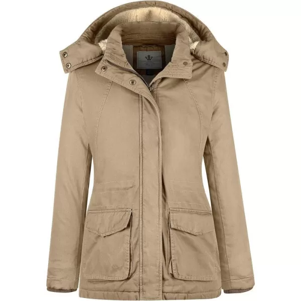 WenVen Womens Winter Warm Sherpa Lined Jacket Heavy Parka Coat with HoodKhaki2