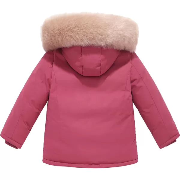 WenVen Girls Winter Thick Jacket Waterproof Warm Down Coat Detachable Hat Parka JacketPink