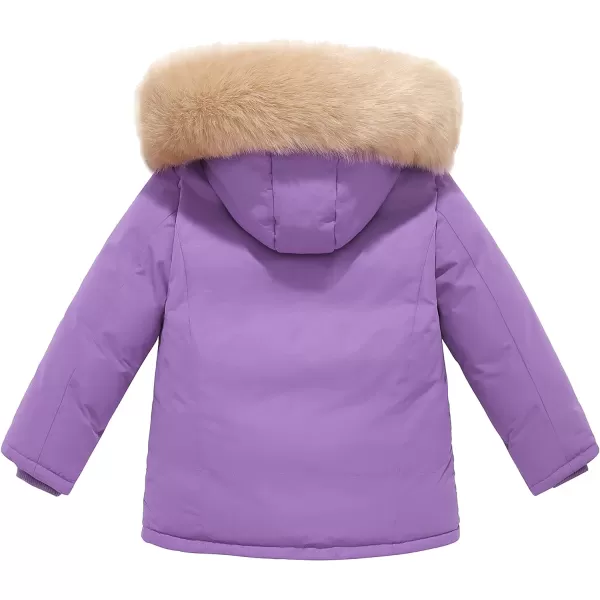 WenVen Girls Winter Thick Jacket Waterproof Warm Down Coat Detachable Hat Parka JacketPurple