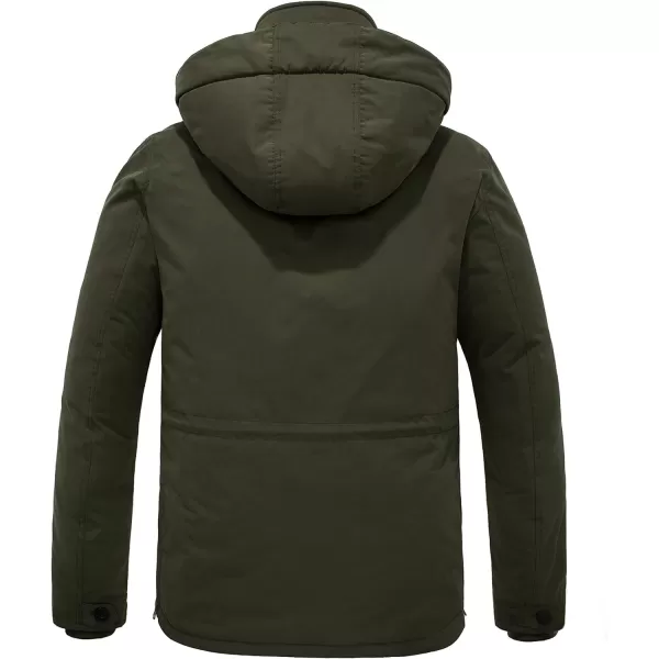 WenVen Mens Winter Thickened Warm Sherpa Lined Parka Jacket Waterproof CoatArmy Green