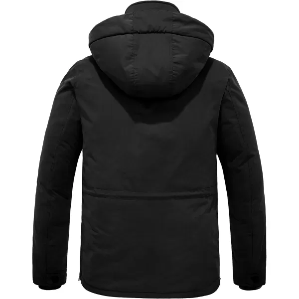 WenVen Mens Winter Thickened Warm Sherpa Lined Parka Jacket Waterproof CoatBlack