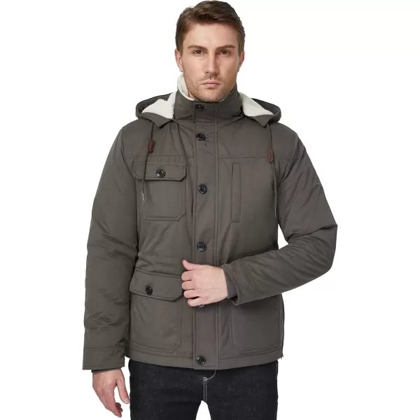 WenVen Mens Winter Thickened Warm Sherpa Lined Parka Jacket Waterproof CoatGrey