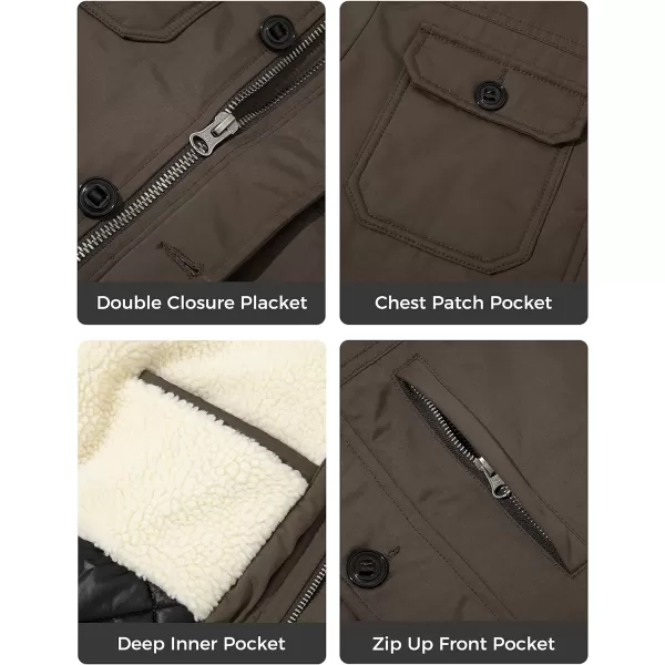 WenVen Mens Winter Thickened Warm Sherpa Lined Parka Jacket Waterproof CoatGrey