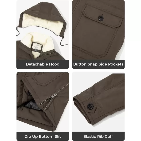 WenVen Mens Winter Thickened Warm Sherpa Lined Parka Jacket Waterproof CoatGrey