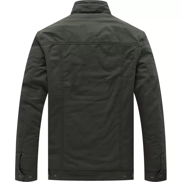 WenVen Mens Winter Warm Cotton Parka Coat Fleece Military Windbreaker JacketArmy Green