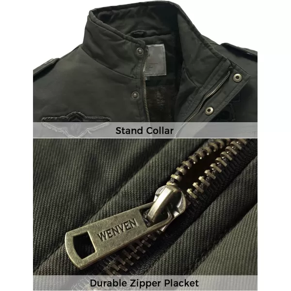 WenVen Mens Winter Warm Cotton Parka Coat Fleece Military Windbreaker JacketArmy Green