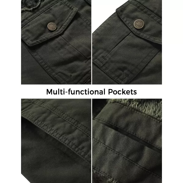 WenVen Mens Winter Warm Cotton Parka Coat Fleece Military Windbreaker JacketArmy Green