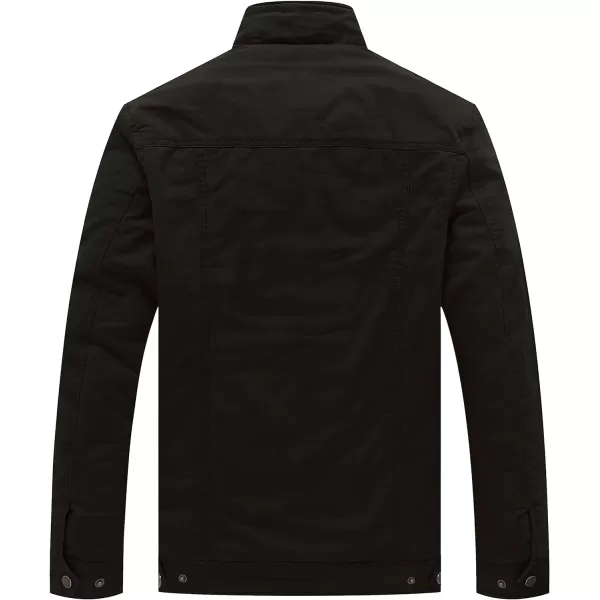WenVen Mens Winter Warm Cotton Parka Coat Fleece Military Windbreaker JacketBlack