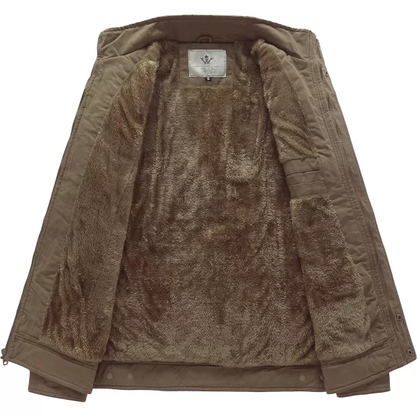 WenVen Mens Winter Warm Cotton Parka Coat Fleece Military Windbreaker JacketCamel