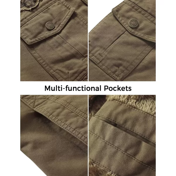 WenVen Mens Winter Warm Cotton Parka Coat Fleece Military Windbreaker JacketCamel