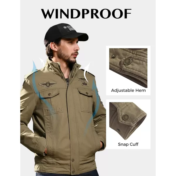 WenVen Mens Winter Warm Cotton Parka Coat Fleece Military Windbreaker JacketCamel