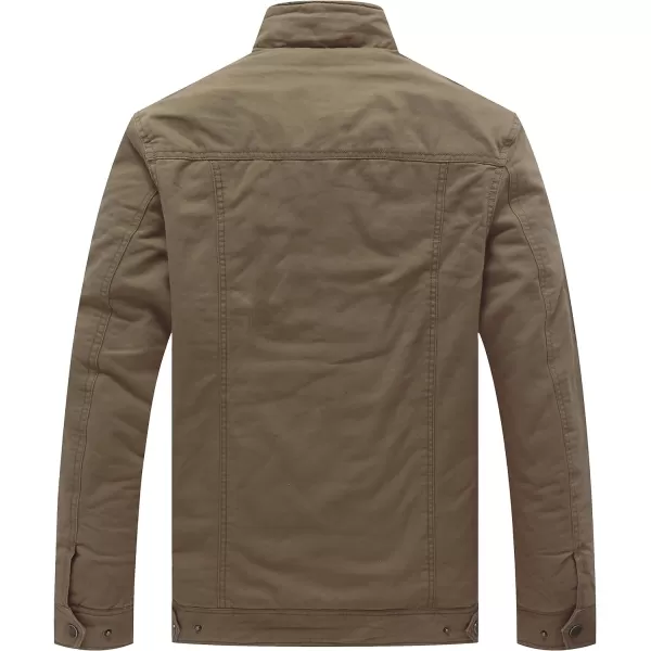 WenVen Mens Winter Warm Cotton Parka Coat Fleece Military Windbreaker JacketCamel
