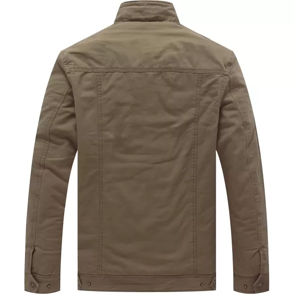 WenVen Mens Winter Warm Cotton Parka Coat Fleece Military Windbreaker JacketKhaki