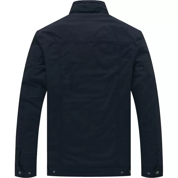 WenVen Mens Winter Warm Cotton Parka Coat Fleece Military Windbreaker JacketNavy