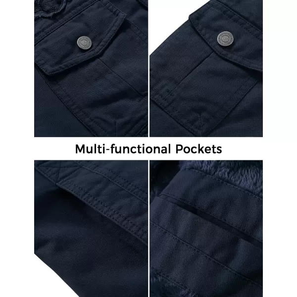 WenVen Mens Winter Warm Cotton Parka Coat Fleece Military Windbreaker JacketNavy