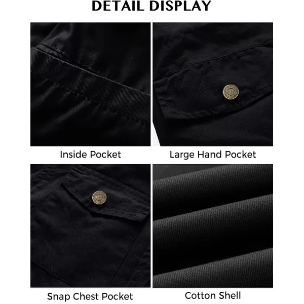 WenVen Womens Lightweight Canvas Cotton Military Jacket Utility Lapel AnorakBlack