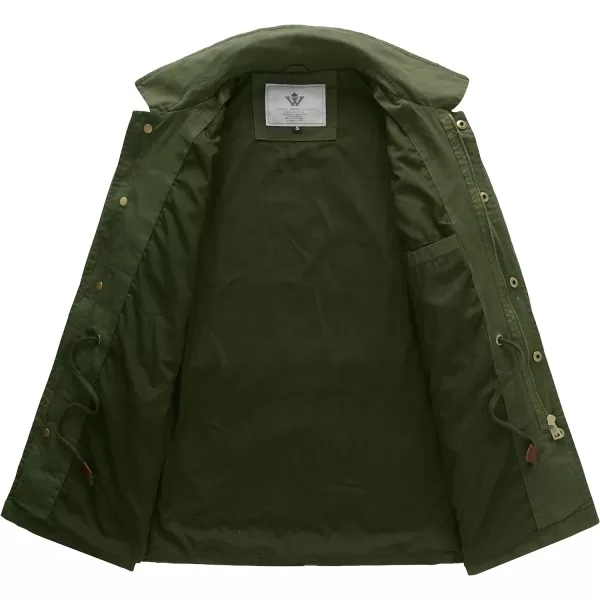 WenVen Womens Lightweight Canvas Cotton Military Jacket Utility Lapel AnorakGreen