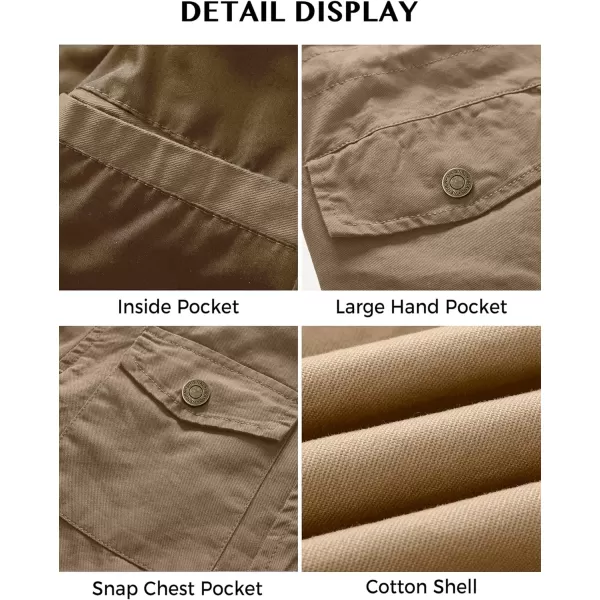 WenVen Womens Lightweight Canvas Cotton Military Jacket Utility Lapel AnorakKhaki
