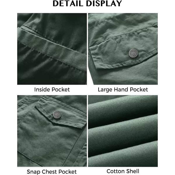 WenVen Womens Lightweight Canvas Cotton Military Jacket Utility Lapel AnorakLight Olive