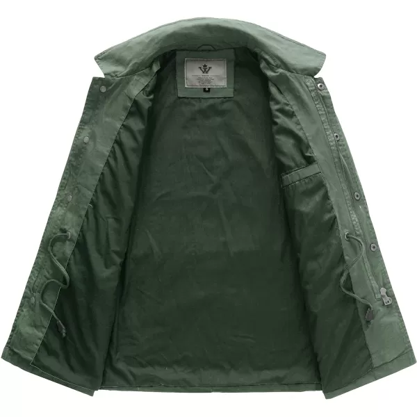 WenVen Womens Lightweight Canvas Cotton Military Jacket Utility Lapel AnorakLight Olive