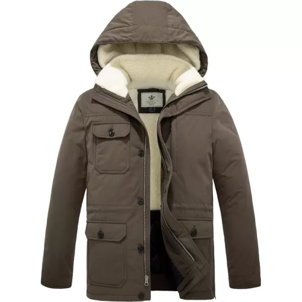 WenVen Mens Winter Thickened Warm Sherpa Lined Parka Jacket Waterproof CoatGrey