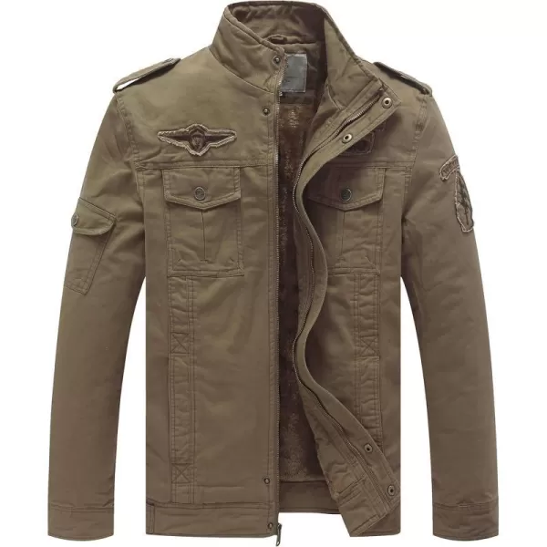 WenVen Mens Winter Warm Cotton Parka Coat Fleece Military Windbreaker JacketCamel
