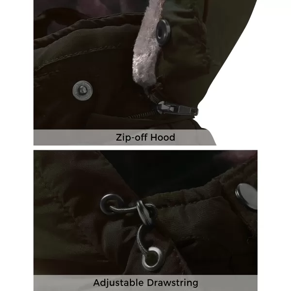 WenVen Mens Warm Thicken Jacket Winter Heavy Parka Sherpa Lined Military Padded Coat with Detachable HatArmy Green