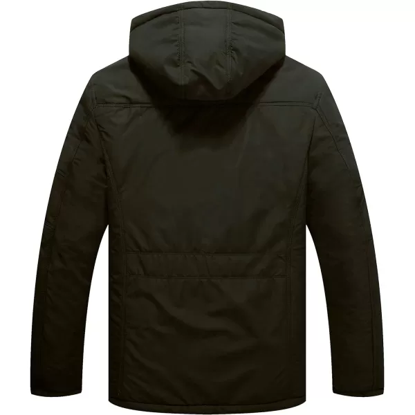 WenVen Mens Warm Thicken Jacket Winter Heavy Parka Sherpa Lined Military Padded Coat with Detachable HatArmy Green