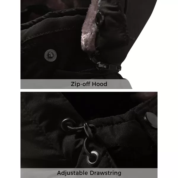 WenVen Mens Warm Thicken Jacket Winter Heavy Parka Sherpa Lined Military Padded Coat with Detachable HatBlack