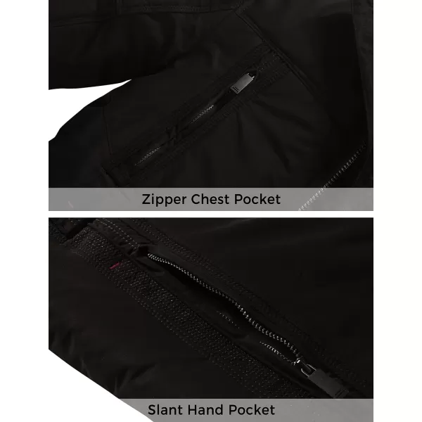 WenVen Mens Warm Thicken Jacket Winter Heavy Parka Sherpa Lined Military Padded Coat with Detachable HatBlack
