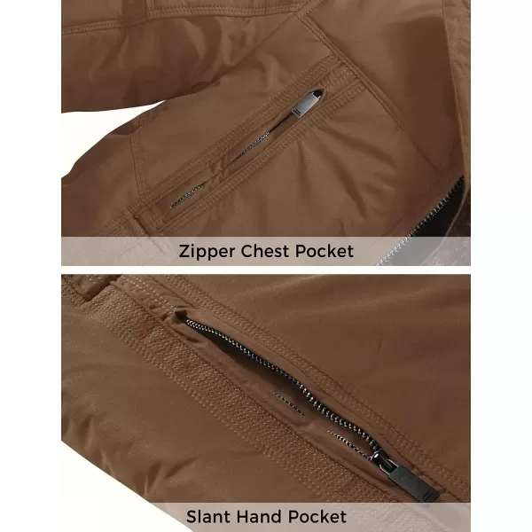 WenVen Mens Warm Thicken Jacket Winter Heavy Parka Sherpa Lined Military Padded Coat with Detachable HatKhaki