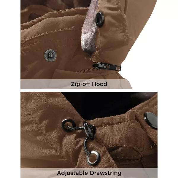 WenVen Mens Warm Thicken Jacket Winter Heavy Parka Sherpa Lined Military Padded Coat with Detachable HatKhaki