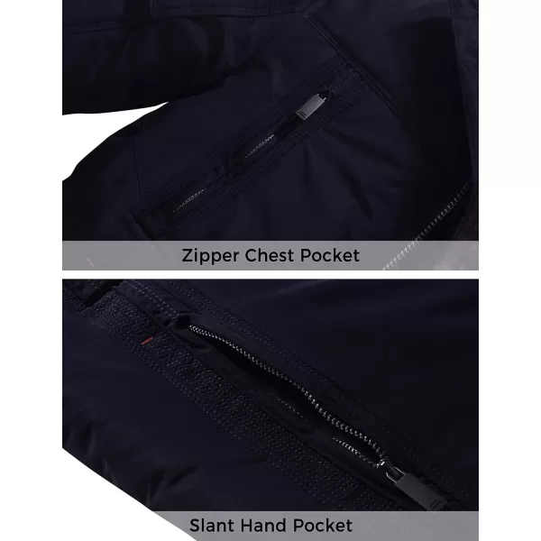 WenVen Mens Warm Thicken Jacket Winter Heavy Parka Sherpa Lined Military Padded Coat with Detachable HatNavy