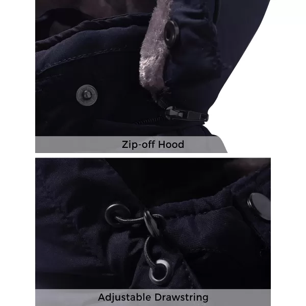 WenVen Mens Warm Thicken Jacket Winter Heavy Parka Sherpa Lined Military Padded Coat with Detachable HatNavy