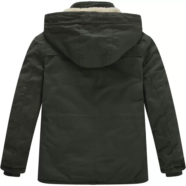 WenVen Boys Winter Thicken Cotton Coat Heavy Sherpa Lined Hooded Parka JacketArmy Green