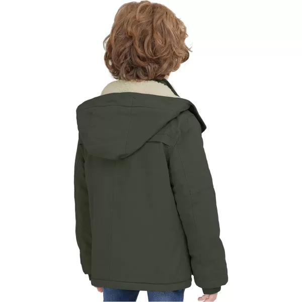WenVen Boys Winter Thicken Cotton Coat Heavy Sherpa Lined Hooded Parka JacketArmy Green