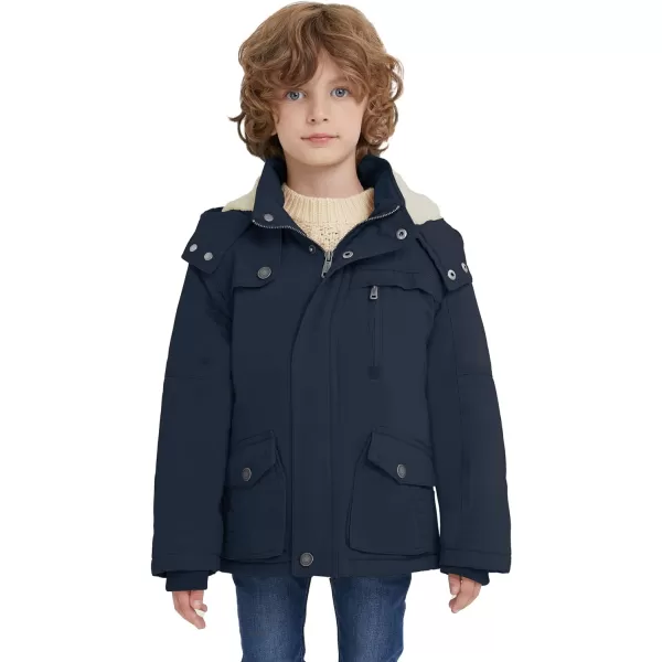 WenVen Boys Winter Thicken Cotton Coat Heavy Sherpa Lined Hooded Parka JacketBlue