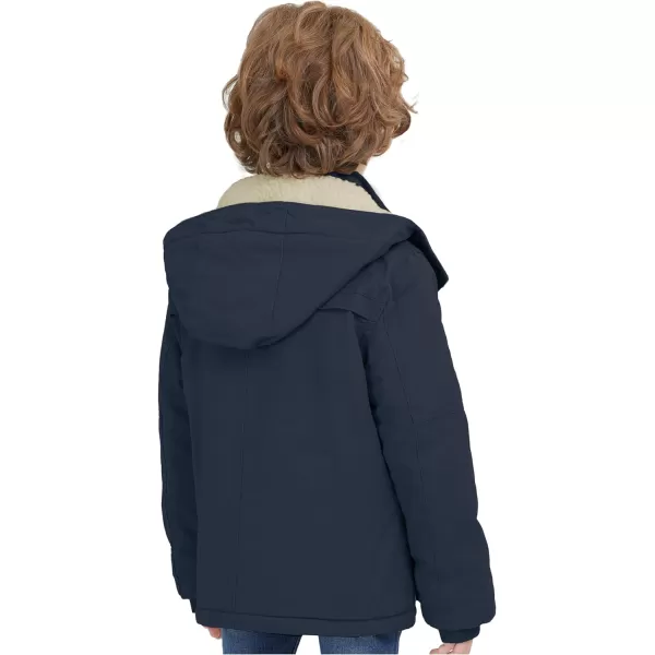 WenVen Boys Winter Thicken Cotton Coat Heavy Sherpa Lined Hooded Parka JacketBlue