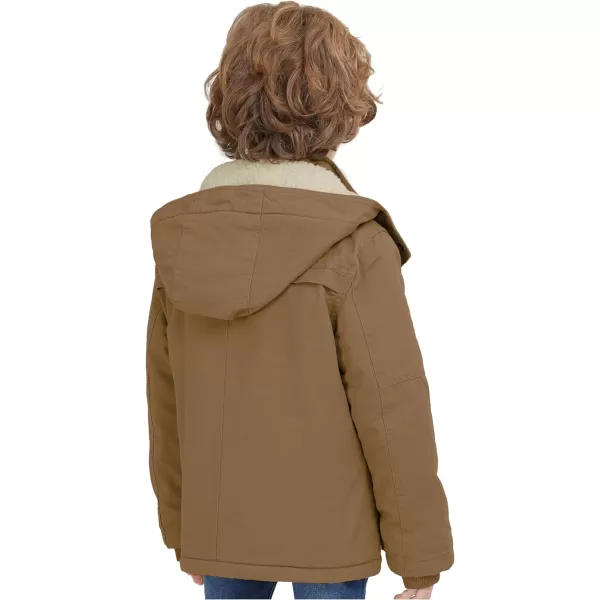WenVen Boys Winter Thicken Cotton Coat Heavy Sherpa Lined Hooded Parka JacketBrown